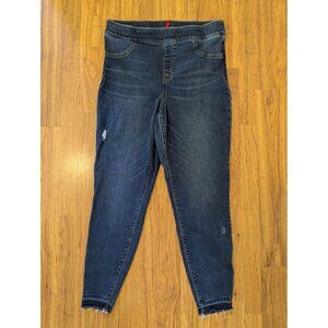 Spanx Womens XL High-Rise Ankle Skinny Jeans Distressed Look Frayed Hem Stretch